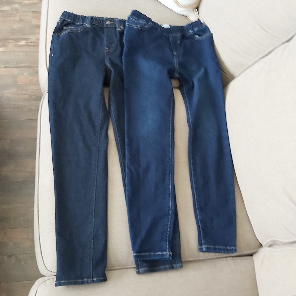 Girls jeggings lot love fire uniqlo dark blue jeans elastic waist